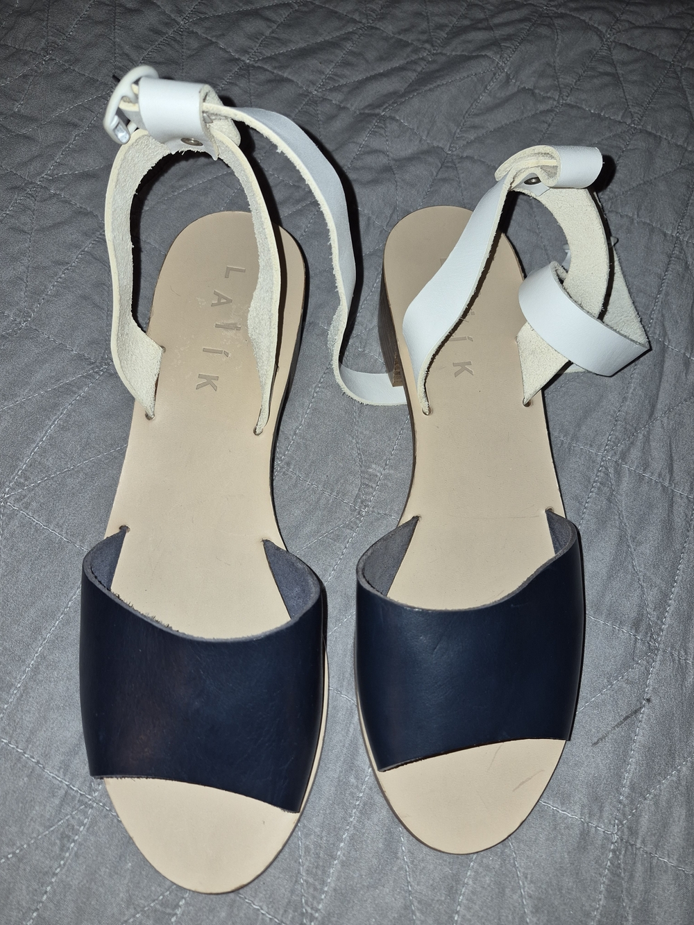 Women's Navy & White Ankle-Strap Sandals